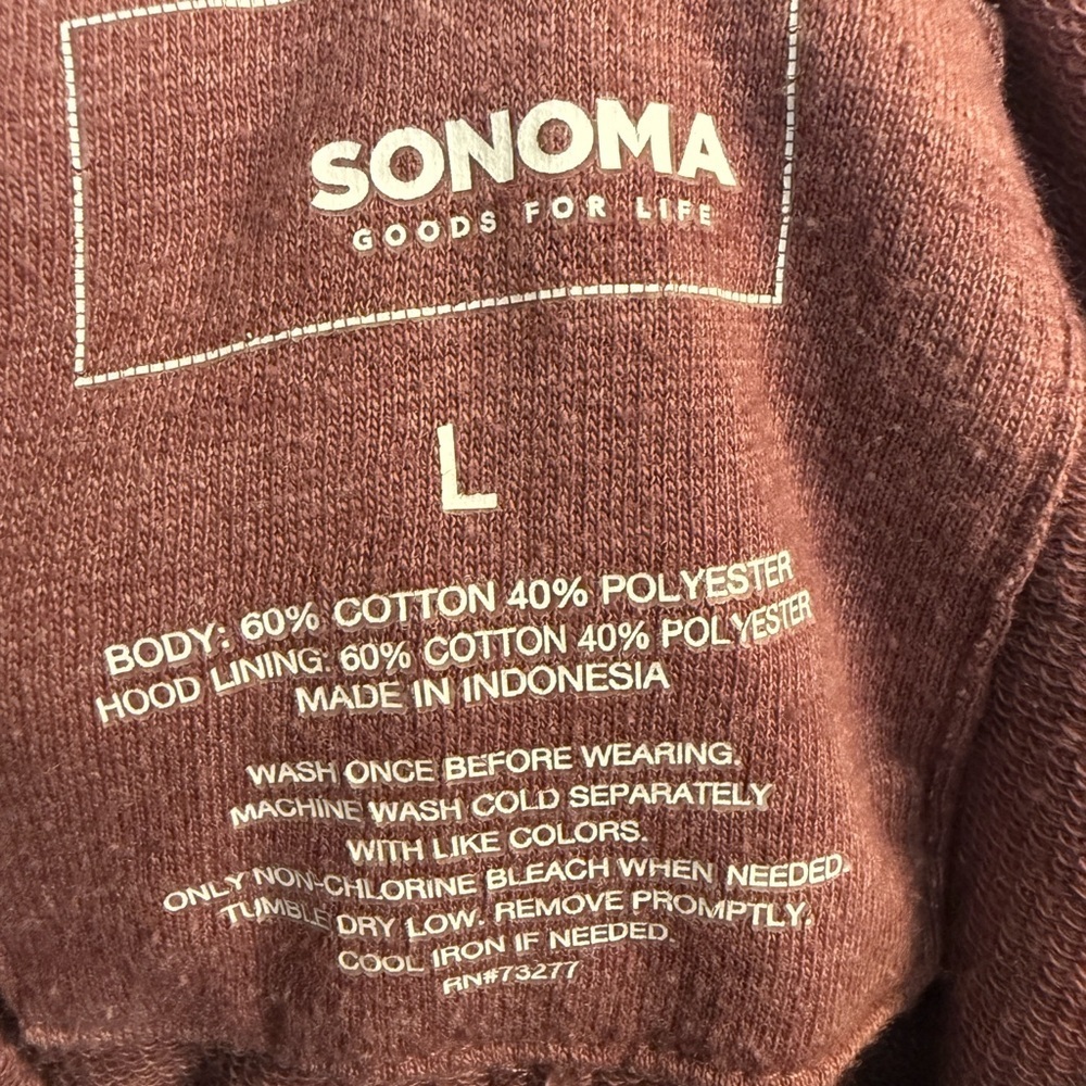 Sonoma Women’s Mauve Lightweight Hoodie Hi Low Hem Soft Casual Athleisure L - Picture 4 of 5
